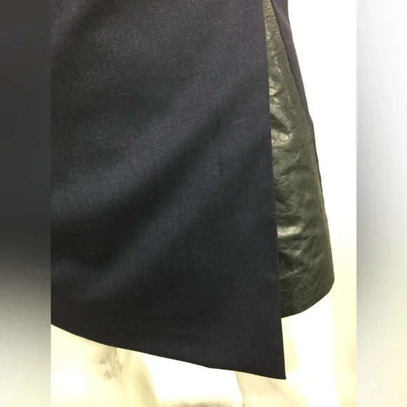 Rag & Bone Wool & Leather Wrap Skirt Navy 2